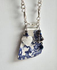 Sea Pottery shard from Scotland is feature of this one of a kind necklace