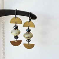 Lampwork earrings with brass accents