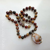 Picasso Jasper beaded necklace with ocean jasper pendant