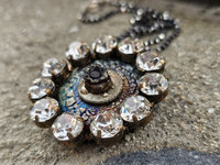 Vintage crystals make a huge statement with this unique focal that gives off a vintage necklace flair