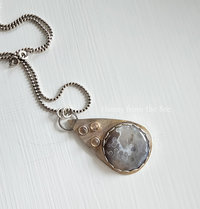 Botswana Agate and Moonstone necklace in silver and taupe