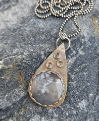 Sterling silver teardrop pendant with bubbly Botswana Agate and Moonstones