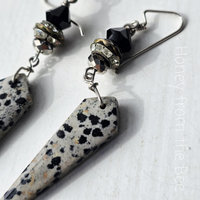 Crystal earrings with Dalmatian stone dangles