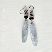One of a kind earrings feature kyanite and crystals