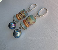 Artisan earrings in teal, aqua and copper