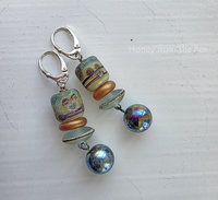 Lampwork earrings in teal and copper