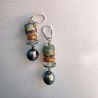 Statement earrings in aqua and copper