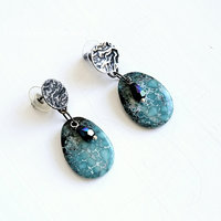Silver and turquoise earrings with crystal drop