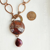 Copper necklace with crazy lace agate
