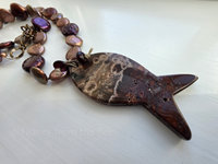 Ocean Jasper fish pendant necklace