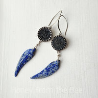 Lapis Lazuli earrings  with antique black button
