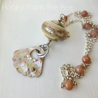 Artisan necklace in peach and cream