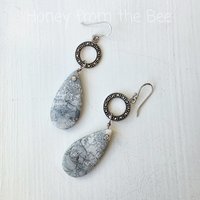 Orbicular jasper earrings with marcasite circles