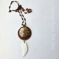 Boho style pendant in copper and white