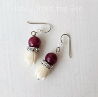 Crystal earrings in red and white