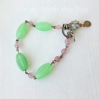 Green and pink bead bracelet