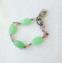 Pink and green bead bracelet
