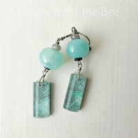 Aqua earrings feature hollow lampwork and chrysocolla