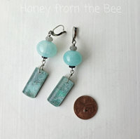 Gemstone earrings in aqua and grey