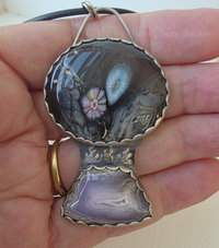 Purple, Black and Blue necklace featuring art glass and Casa Grande Agate