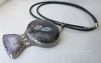 Casa Grande Agate necklace with art glass by Mikeline Reusse