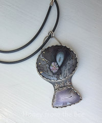 Night Skies necklace with art glass and lavender gemstone