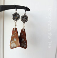 Fire Picture Jasper earrings with antique buttons