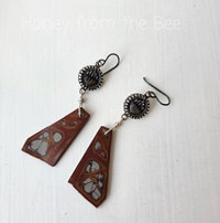 Antique button earrings with jasper dangles