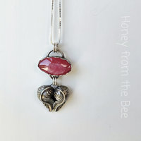 Rhodochrosite pendant in sterling silver