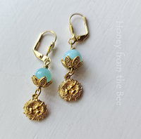 Caribbean Blue and gold earrings