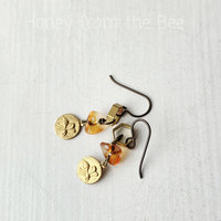 Honeybee earrings with honeycomb charm