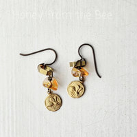 Honeybee earrings with brass charm