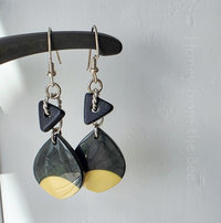 Lightweight artisan earrings in black and ivory