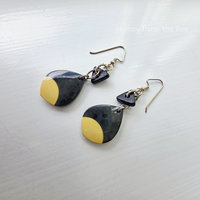 Mixed Media earrings in black and cream