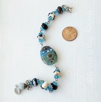 Aqua ocean inspired bracelet with agate beads