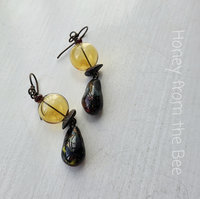 Organic Earrings in yellow, red and green