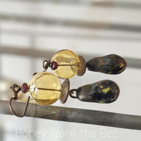 Boho earrings in yellow and red