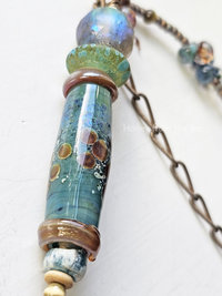 Stunning lampwork necklace in shades of blue and green