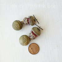 Lampwork earrings in rose and beige
