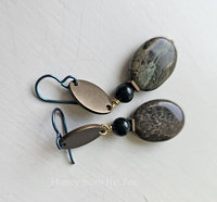 Green Jasper earrings with brass accent