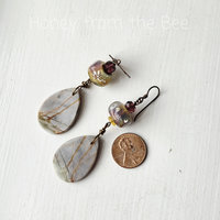 One of a kind earrings in picasso jasper and lampwork