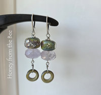 Shimmering Lampwork earrings with amethyst