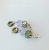 Amethyst earrings with sage lampwork