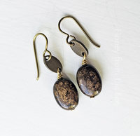 Bronzite Earrings in brown and touches of gold
