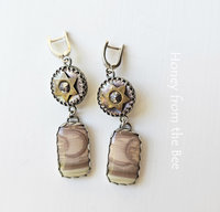 Imperial Jasper earrings in mauve and cream