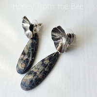 Snowflake Obsidian earrings with sterling silver