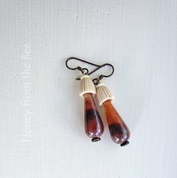 Mushroom Earrings in brown and cream