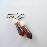 Vintage Lucite earrings shaped like mushrooms