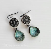 Artisan earrings in black and aqua