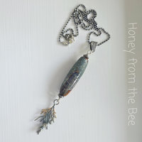 Lampwork pendant with sterling silver juniper branch